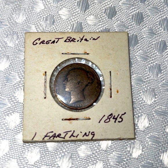 Great Britain Other - 1845 Great Britain Farthing - Copper 1/2 penny - Victoria Dei Gratia.